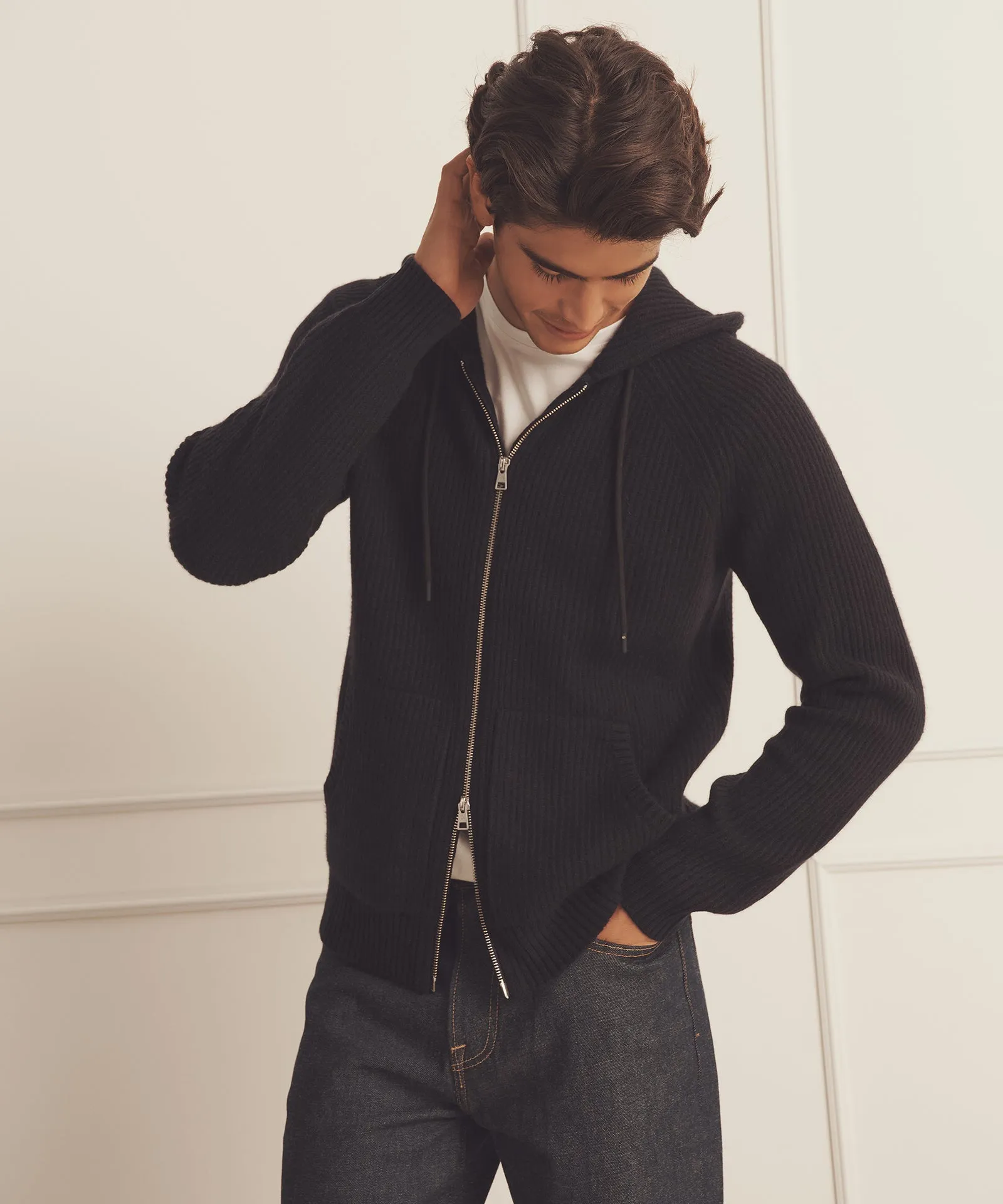 Luxe Cashmere Fisherman Zip Hoodie