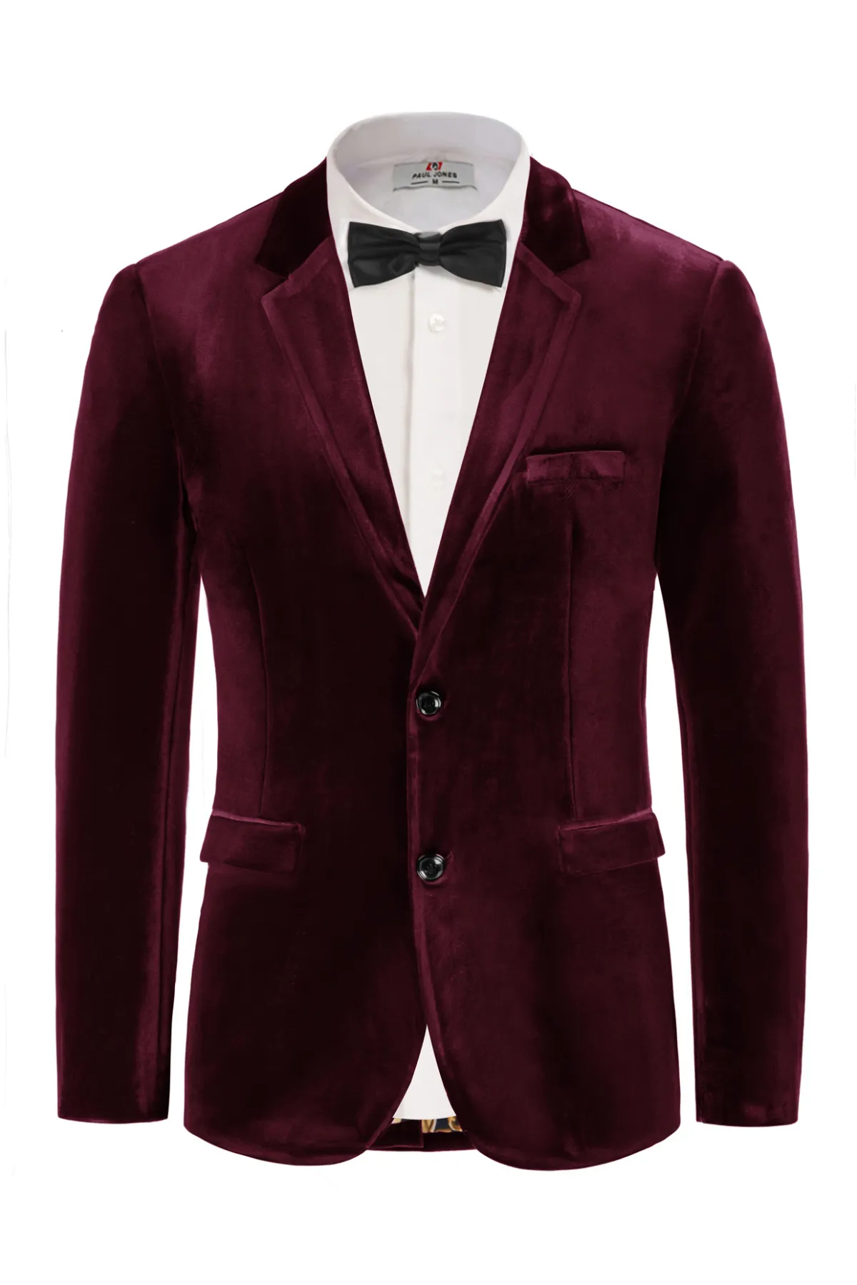 Men Velvet Party Blazer Stylish Notch Lapel Two Buttons Blazer Casual Coat