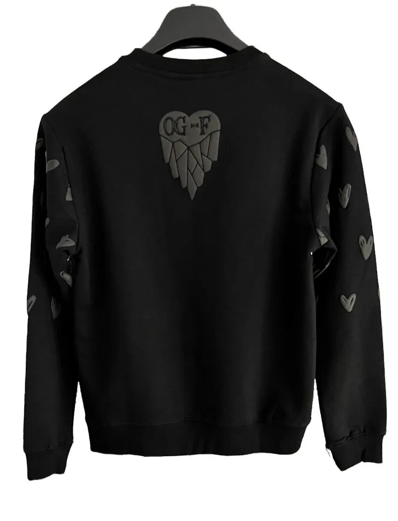 Men's Black Hearts Print Graphic Sweatshirts Long Sleeves