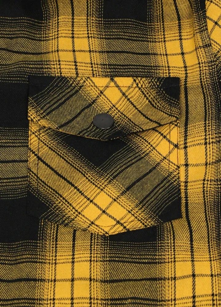 Men's Matching Family Yellow Plaid Flannel Hooded Jacket