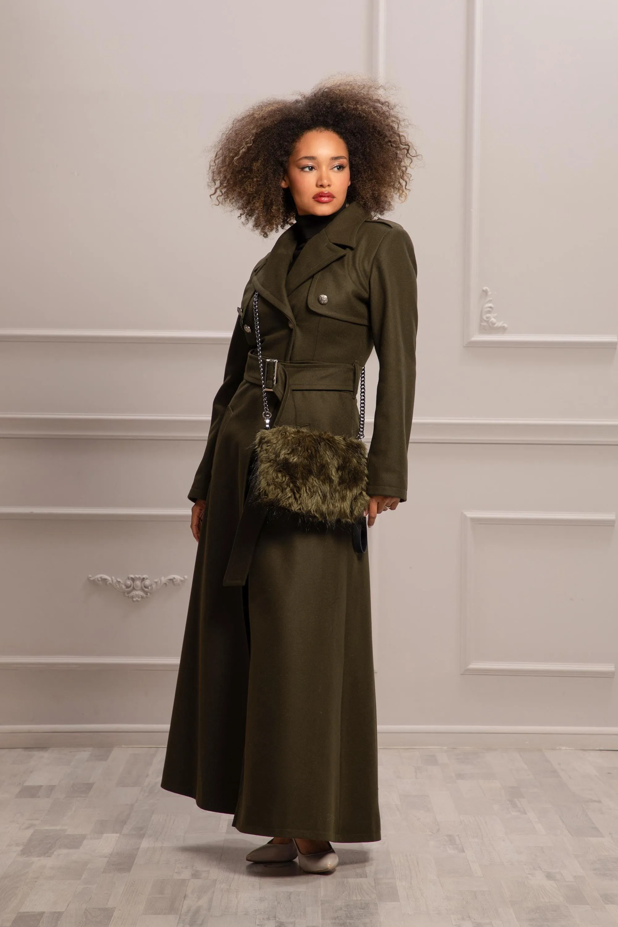 MILITARY GREEN OVERCOAT