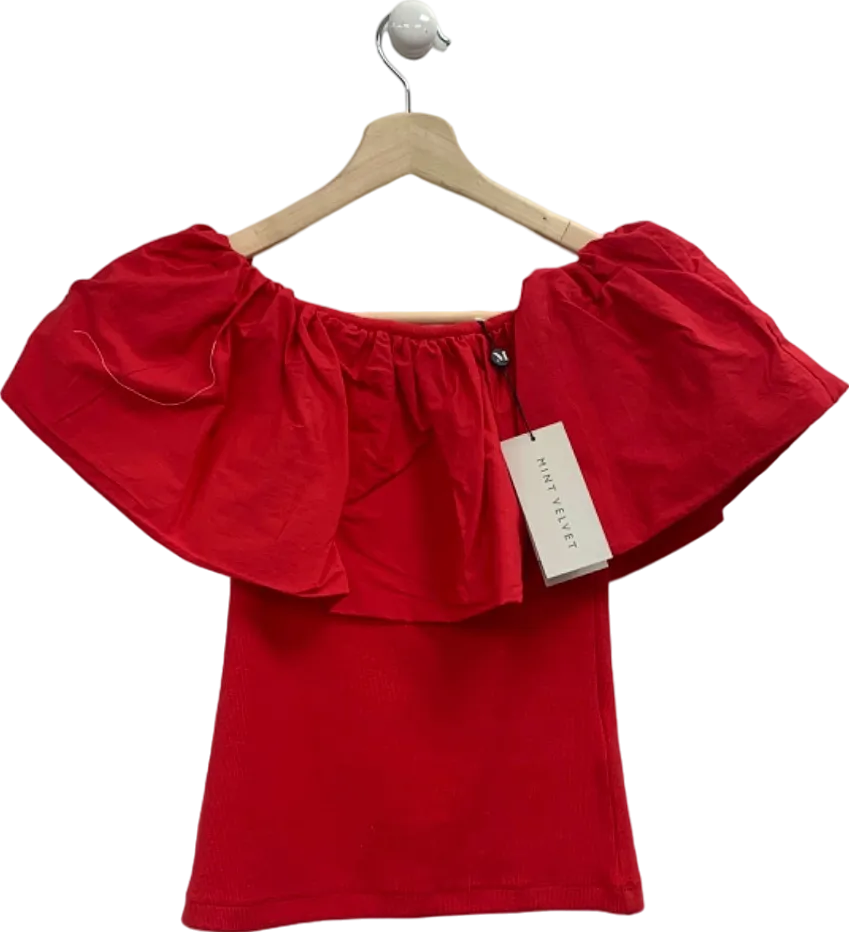 Mint Velvet Red Off-Shoulder Top UK XS