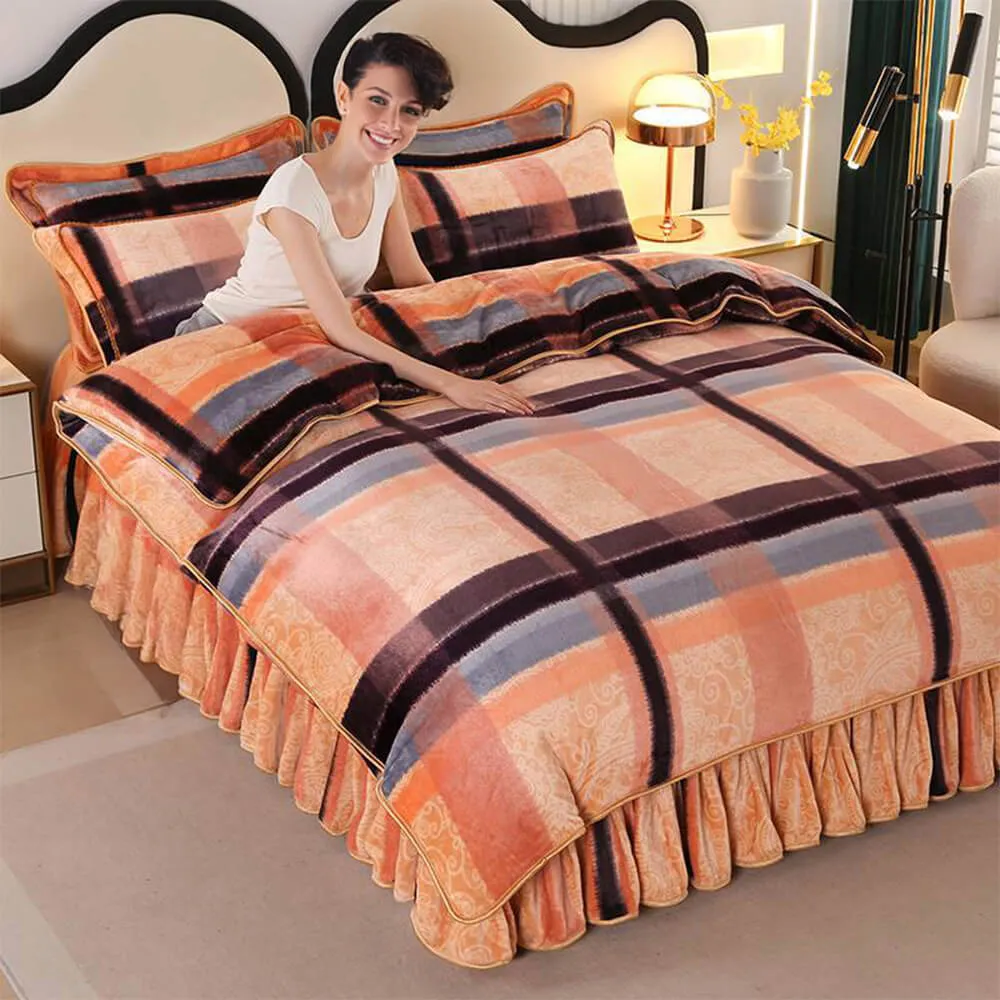 Modern Style Thickened Comfortable Milk Velvet Bed Sheet Set