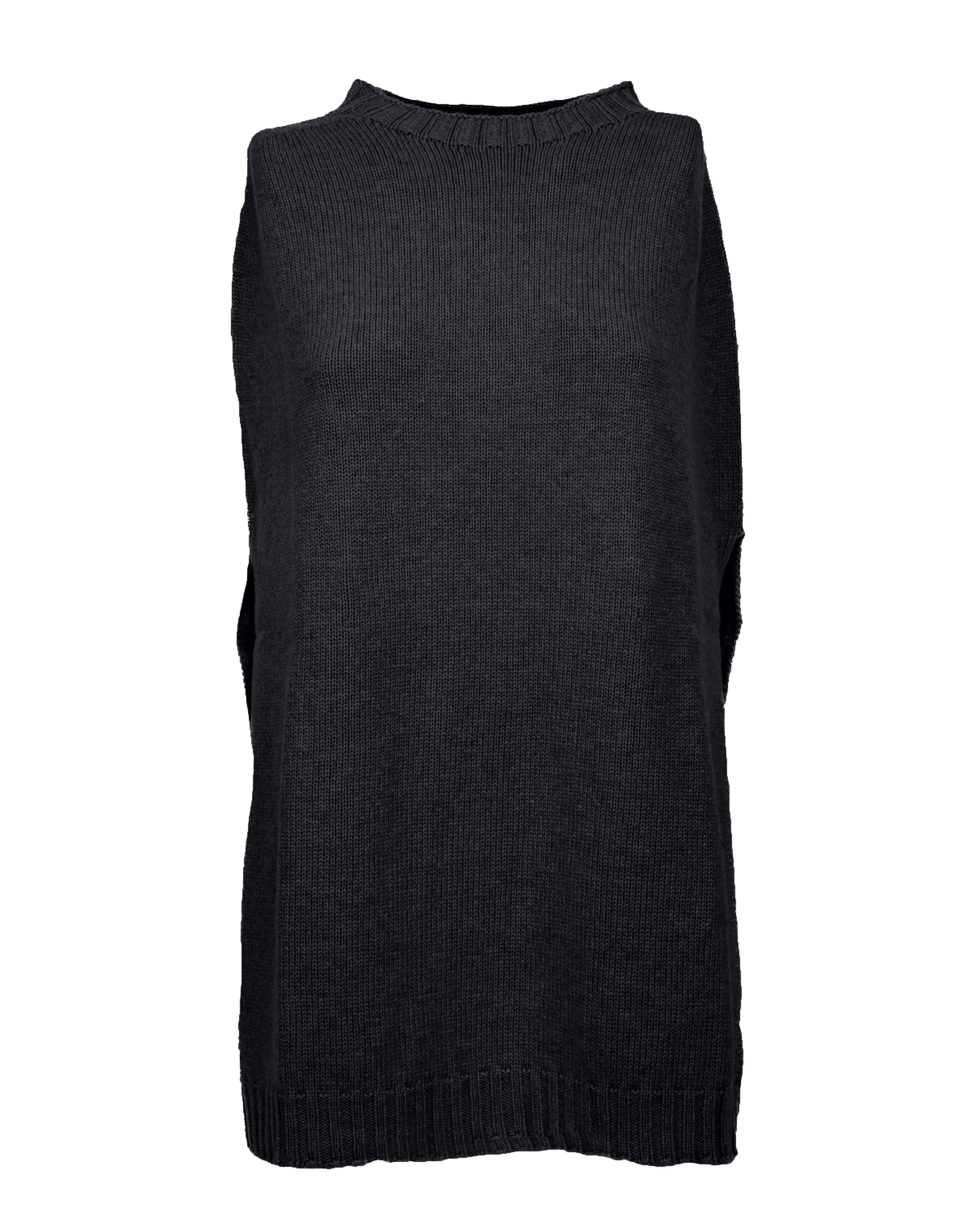 NEW FALL 24 - Pure Cashmere Side Slits Poncho Black