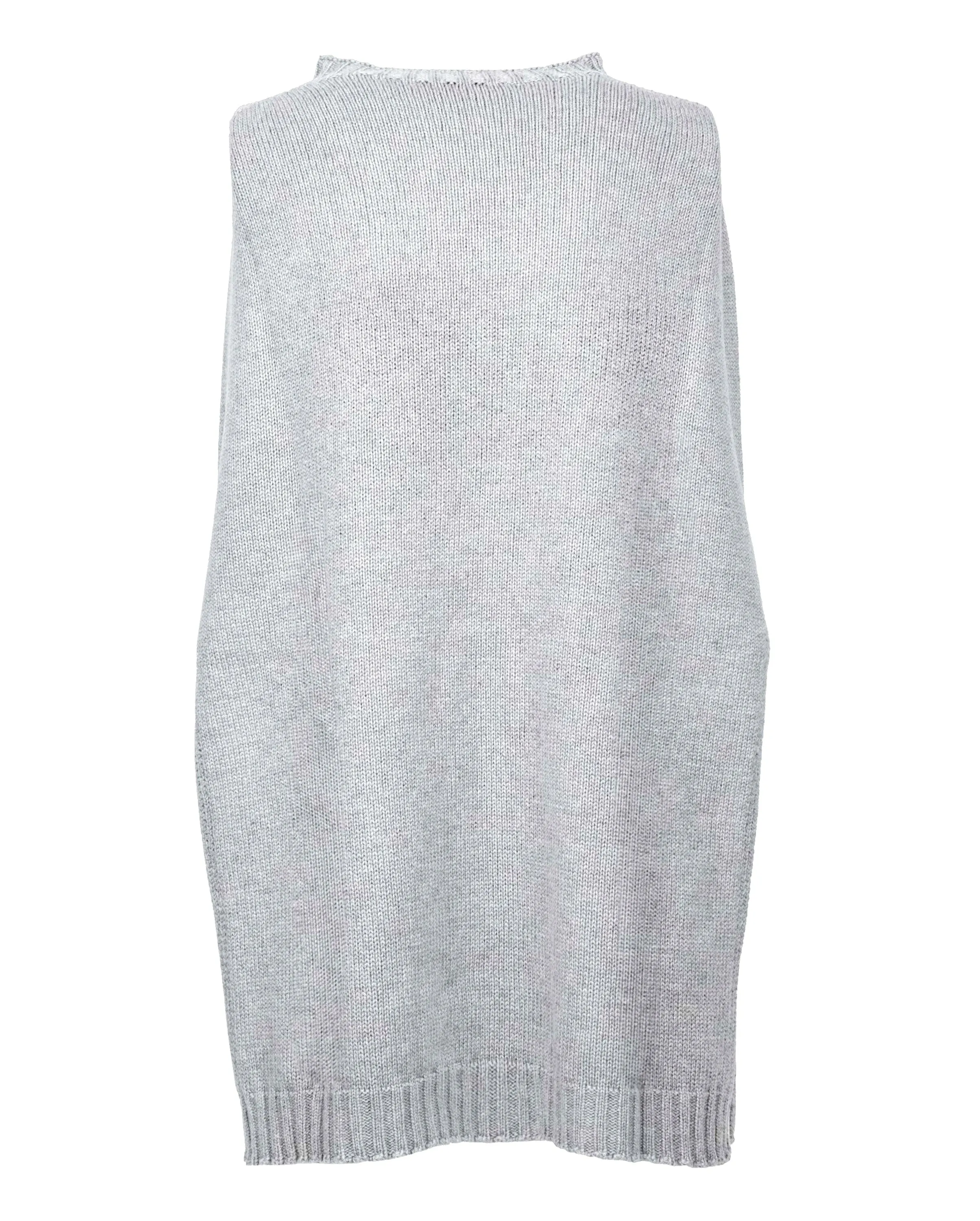 NEW FALL 24 - Pure Cashmere Side Slits Poncho Light Gray