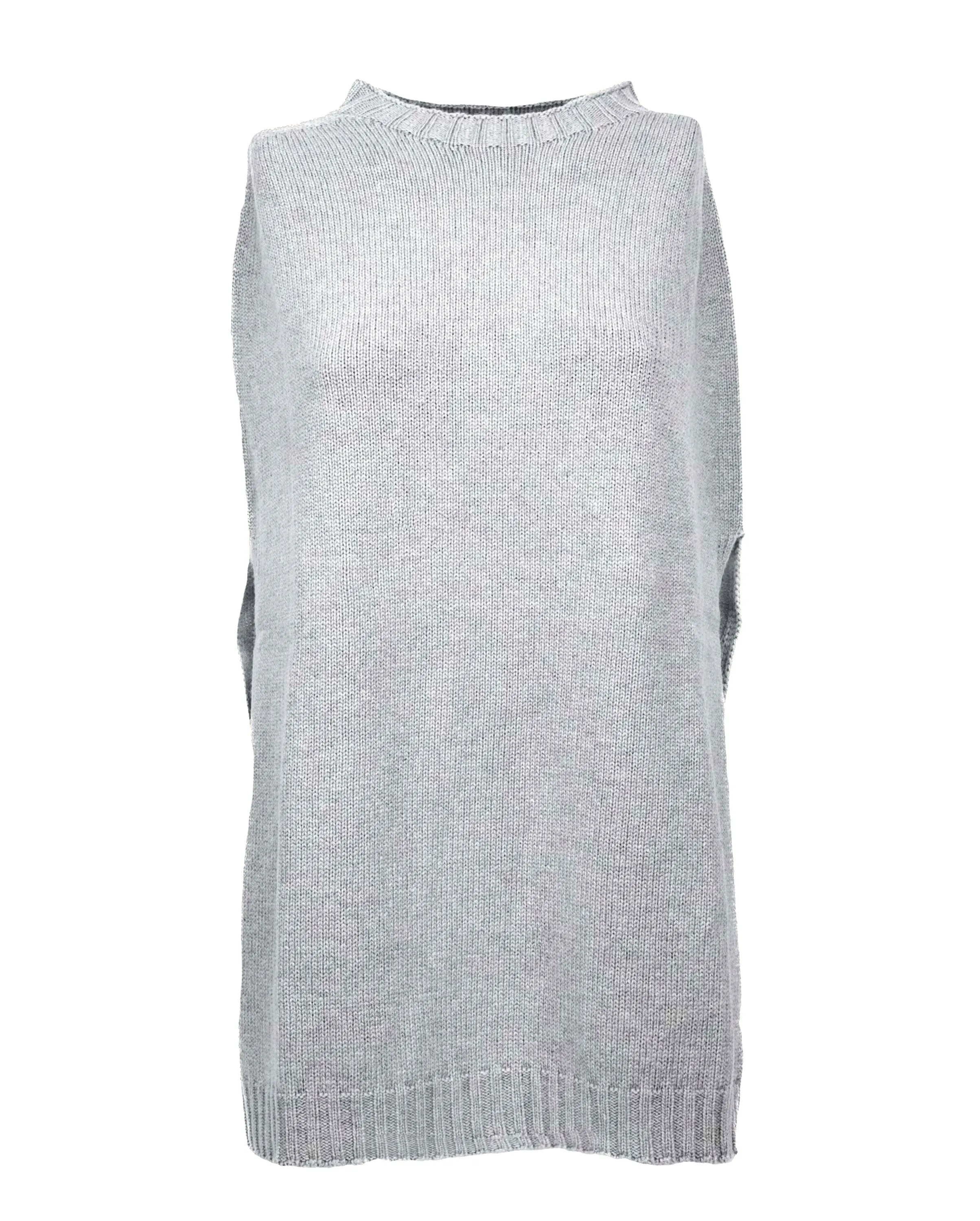 NEW FALL 24 - Pure Cashmere Side Slits Poncho Light Gray