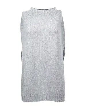 NEW FALL 24 - Pure Cashmere Side Slits Poncho Light Gray