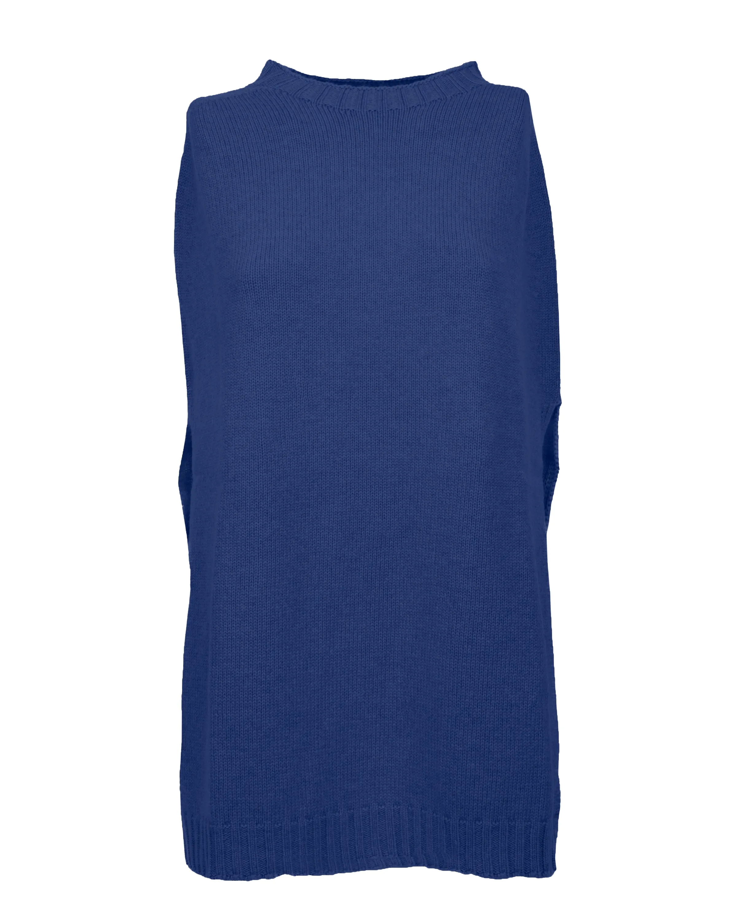 NEW FALL 24 - Pure Cashmere Side Slits Poncho Melange Blue