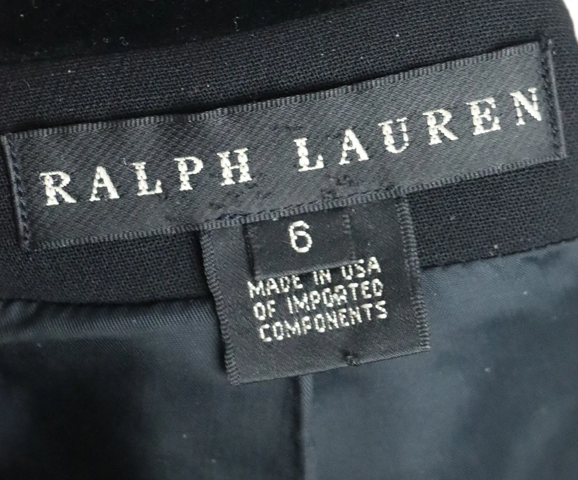 Ralph Lauren Black Wool & Velvet Trim Blazer sz 6