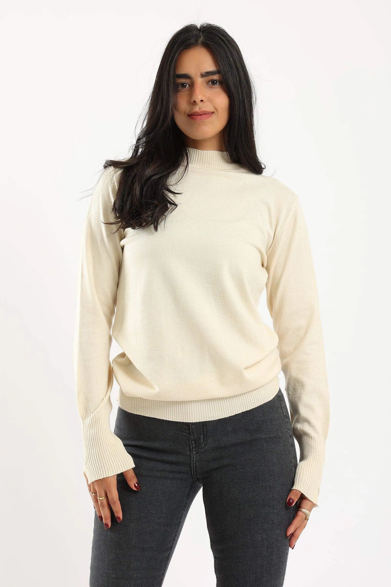 Ribbed Hem Plain Pullover