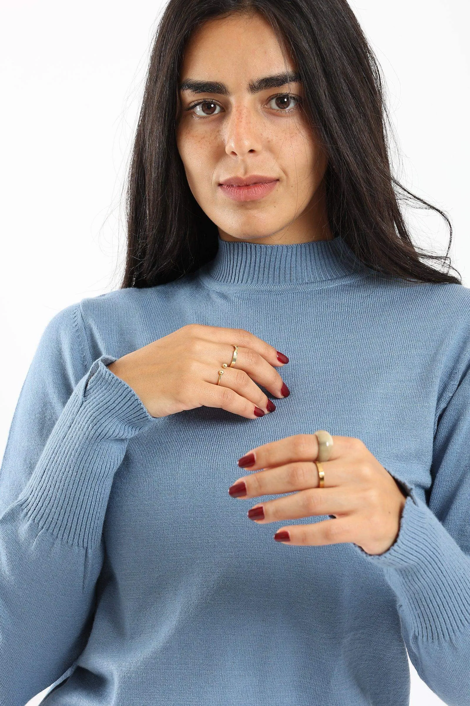 Ribbed Hem Plain Pullover