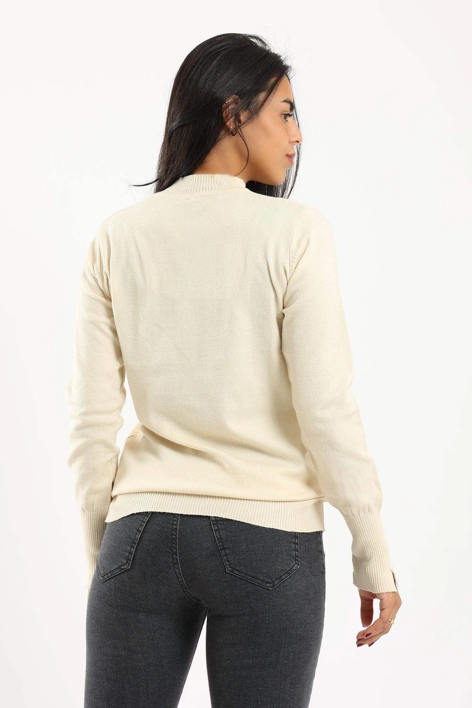 Ribbed Hem Plain Pullover