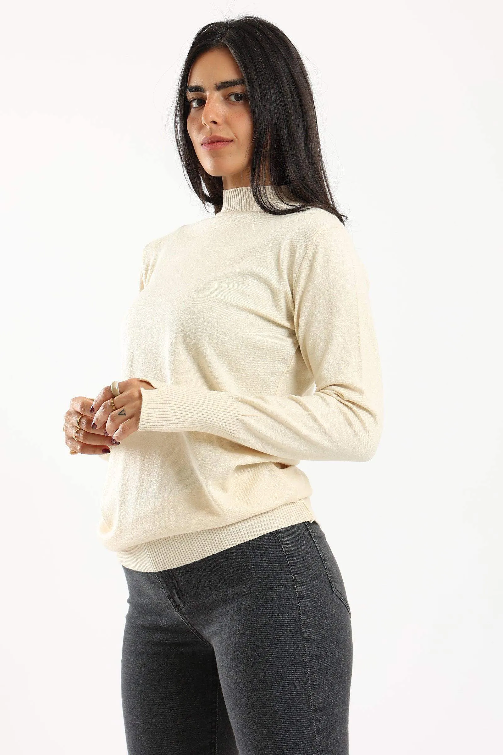 Ribbed Hem Plain Pullover