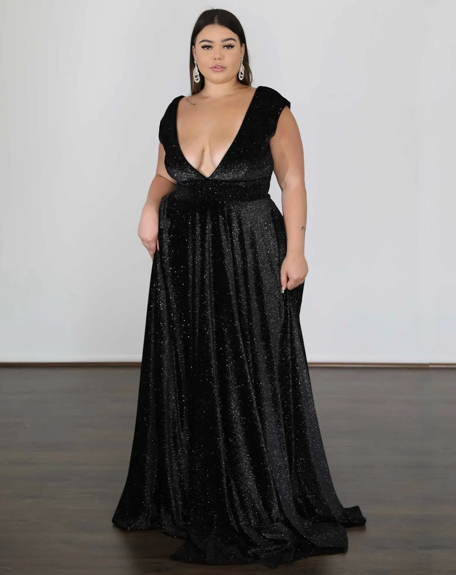 Sabrina Glittery Velvet Gown - Black Glitter