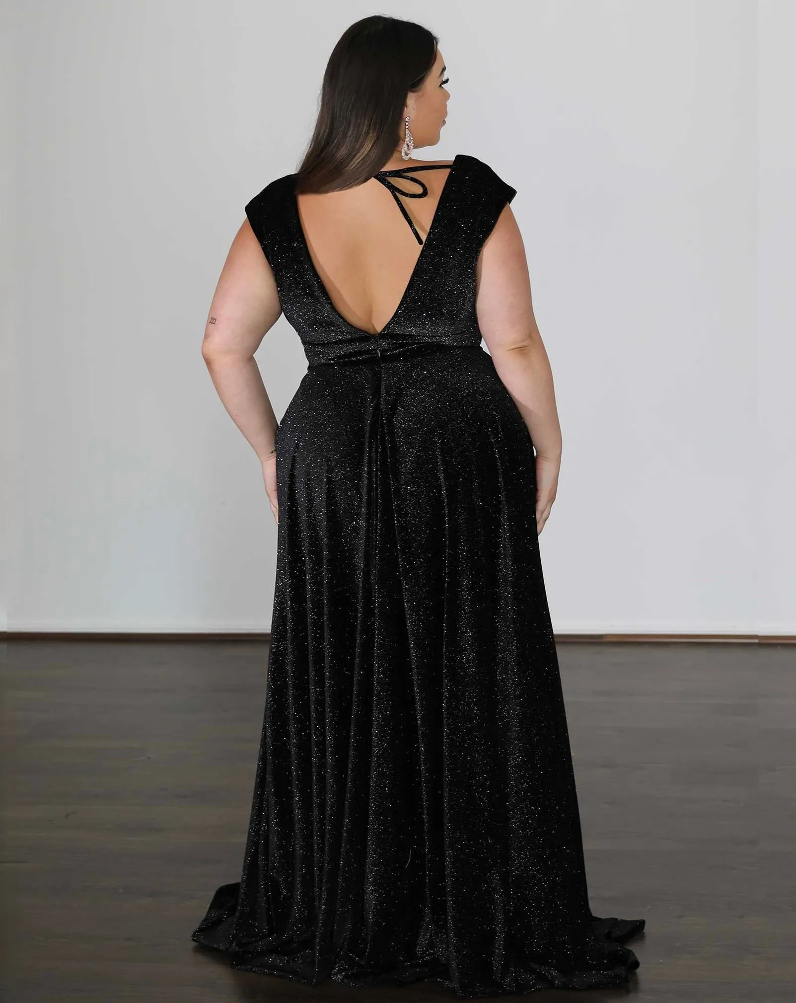 Sabrina Glittery Velvet Gown - Black Glitter