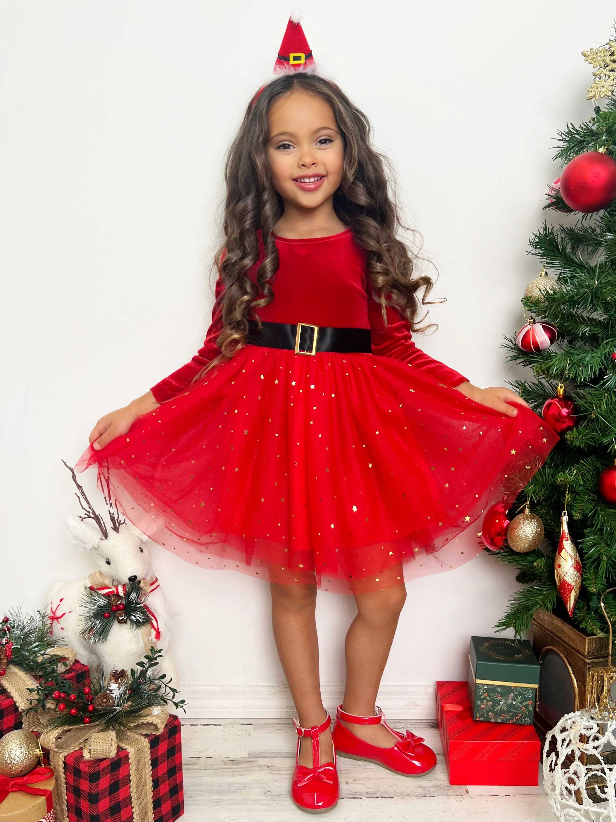 Santa's Little Sweetheart Velvet Christmas Dress