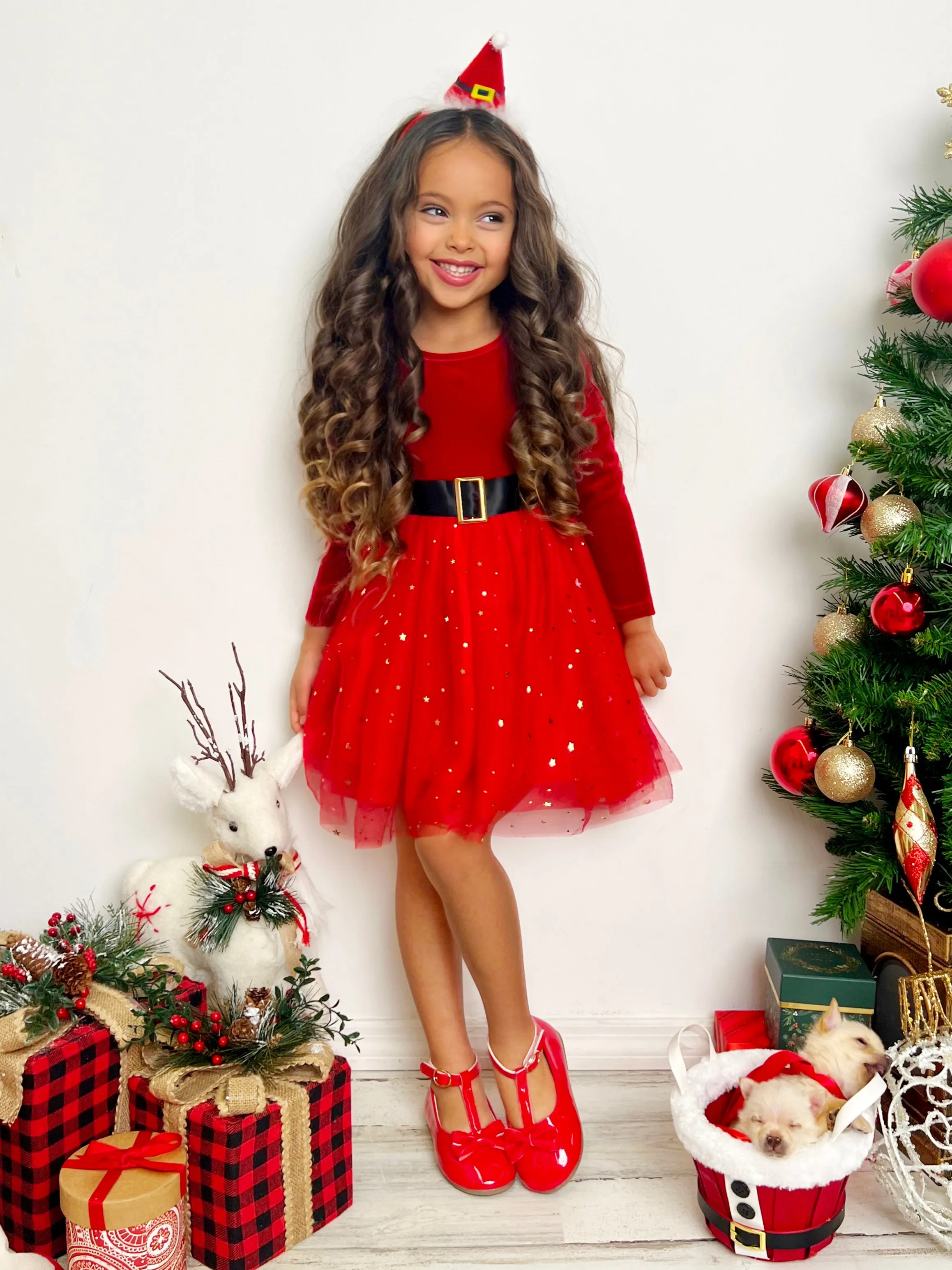 Santa's Little Sweetheart Velvet Christmas Dress