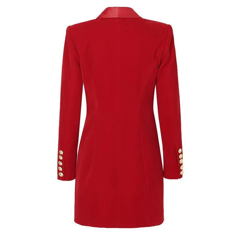 Shawl Collar Velvet Women Blazer Dress