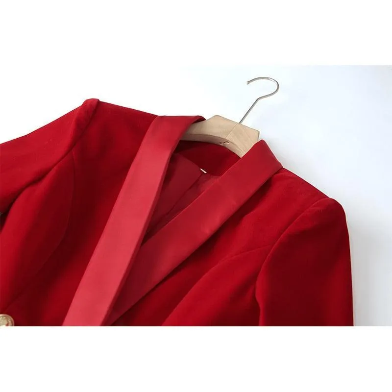 Shawl Collar Velvet Women Blazer Dress