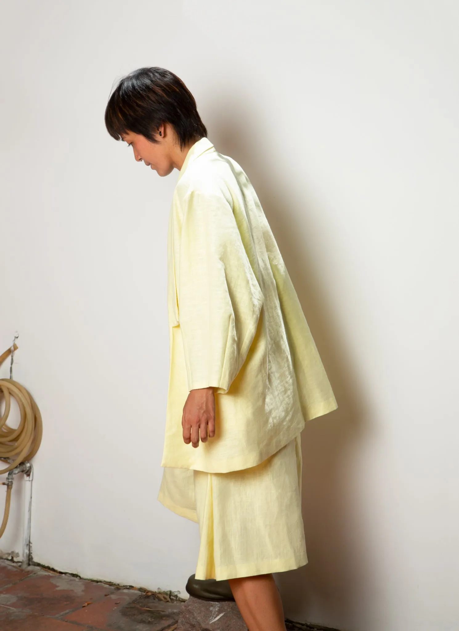 Sunshine Collar Wrap Pocket Jacket in Light Yellow