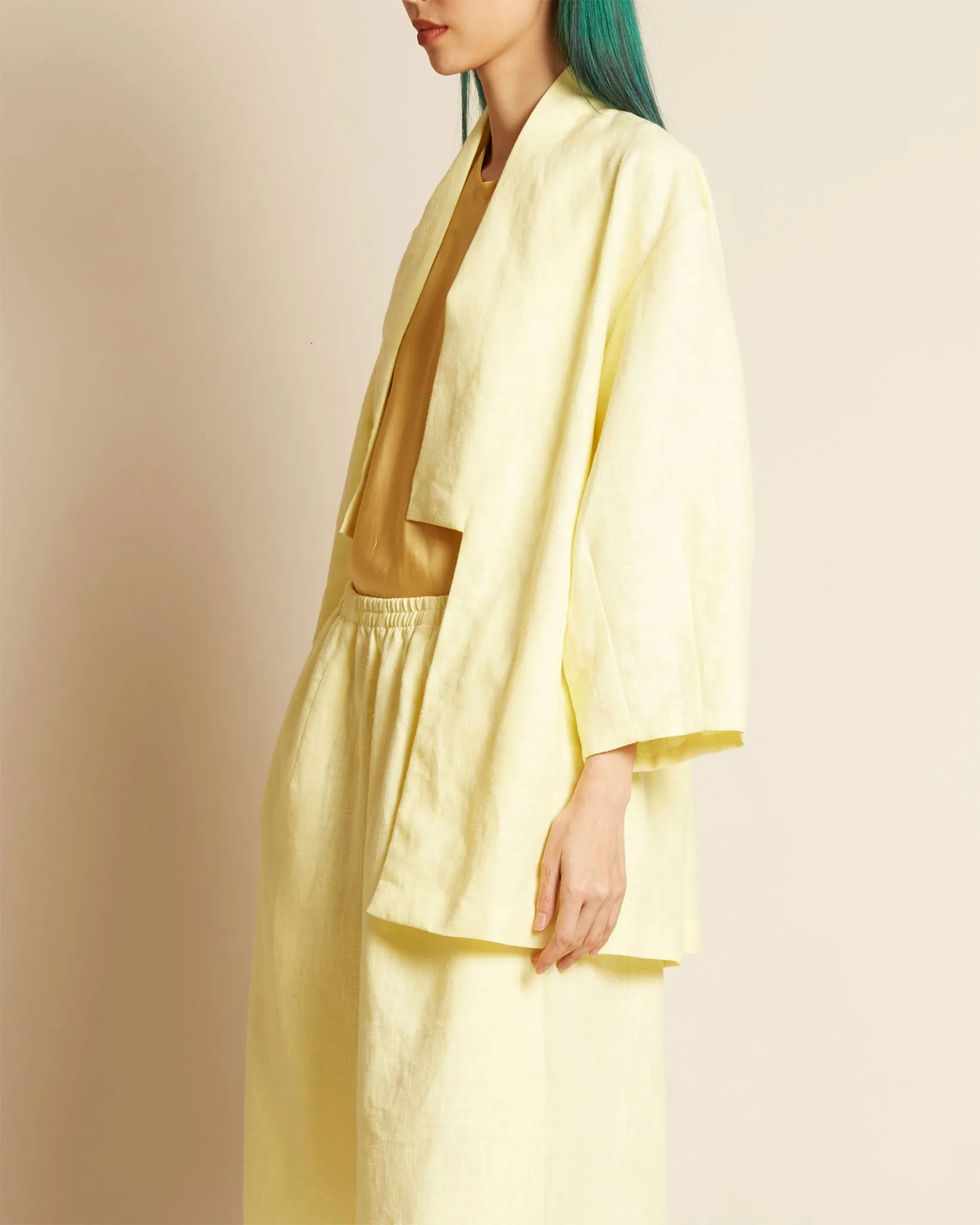 Sunshine Collar Wrap Pocket Jacket in Light Yellow