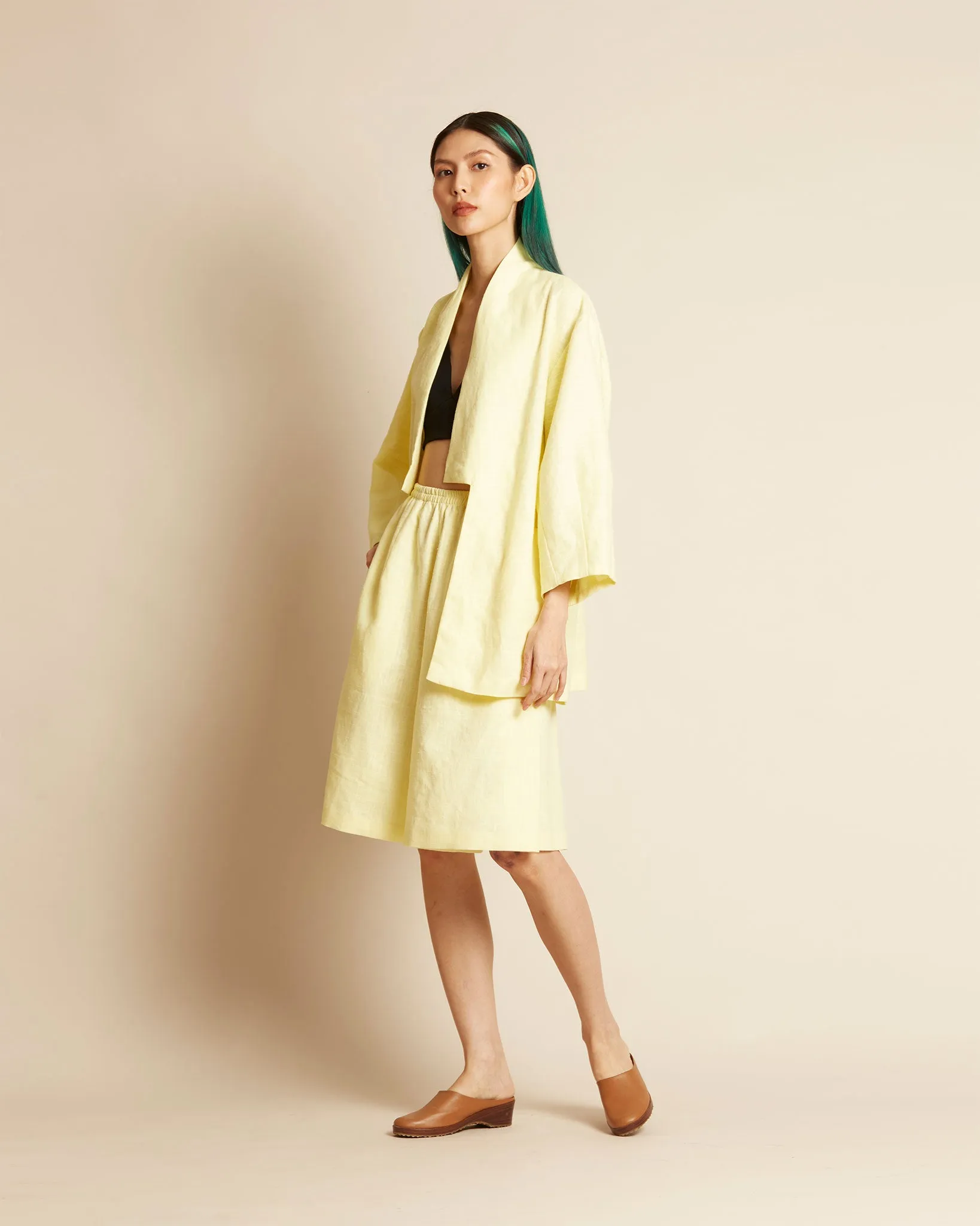 Sunshine Collar Wrap Pocket Jacket in Light Yellow