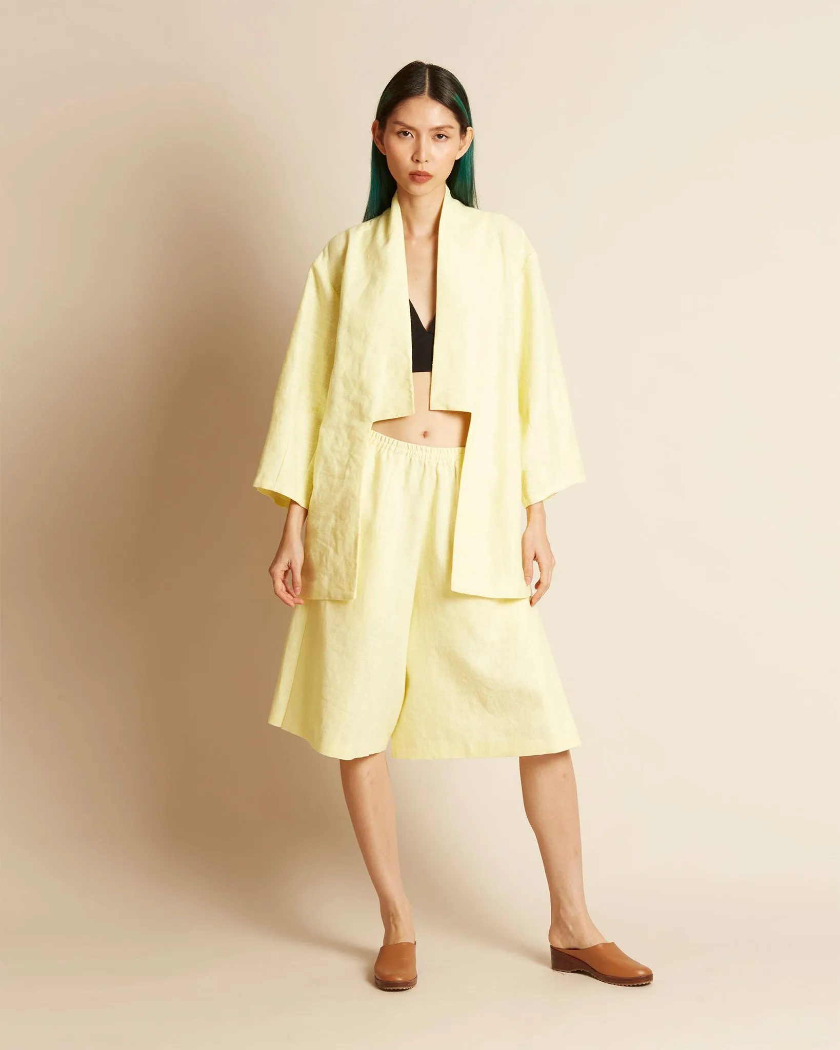 Sunshine Collar Wrap Pocket Jacket in Light Yellow