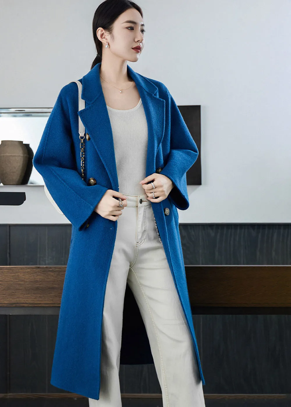 Tasha Double Breasted Belted Long Wool Coat