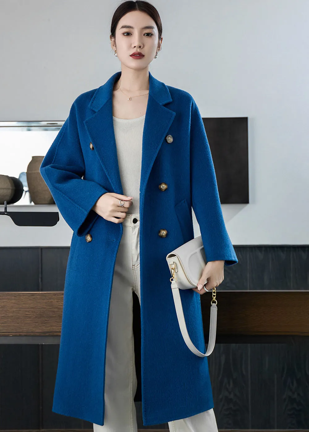 Tasha Double Breasted Belted Long Wool Coat