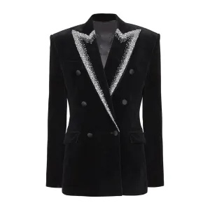 Trend4us Glam Crystal-Studded Velvet Blazer