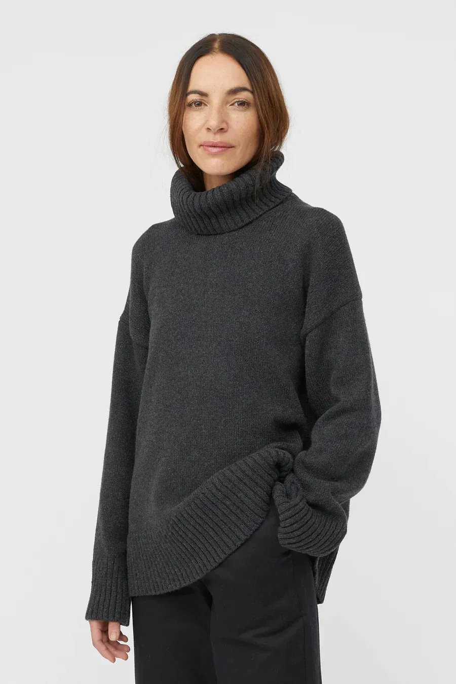 turtle neck - knit - dark grey