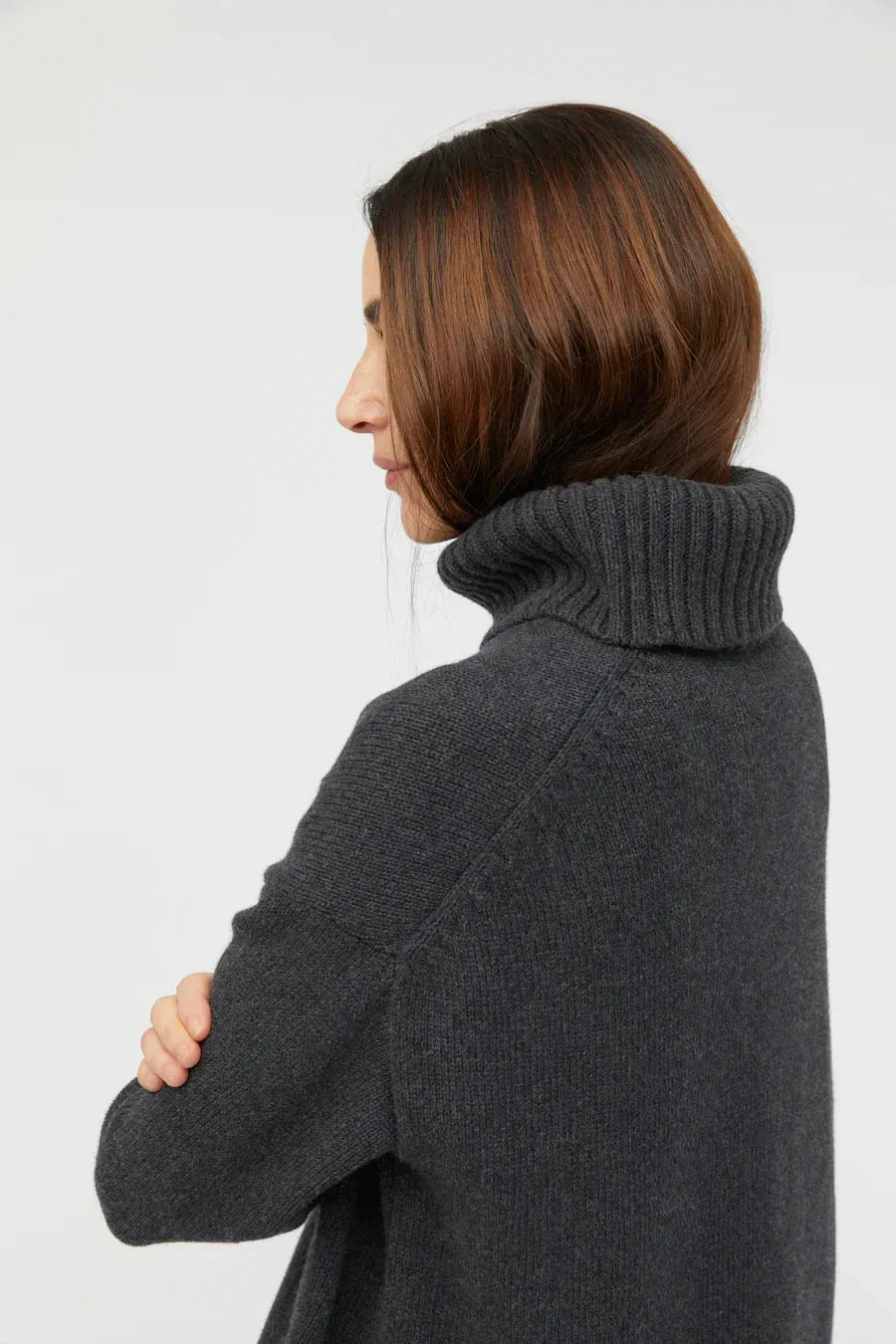 turtle neck - knit - dark grey