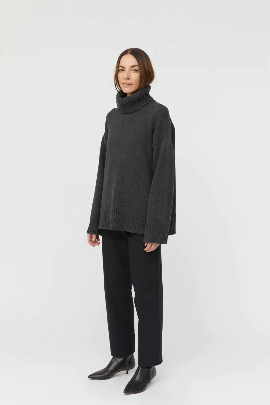 turtle neck - knit - dark grey