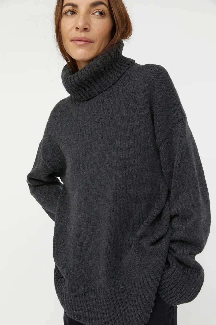 turtle neck - knit - dark grey