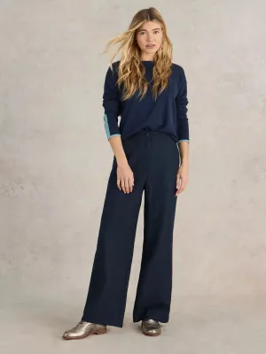 Una Tweedy Wide Leg Trouser in Blue  by WhiteStuff