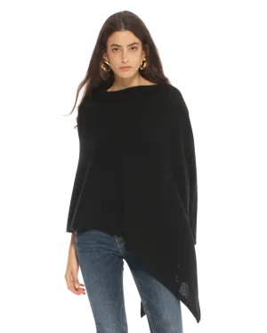 Women's Essential Pure Cashmere Poncho Black