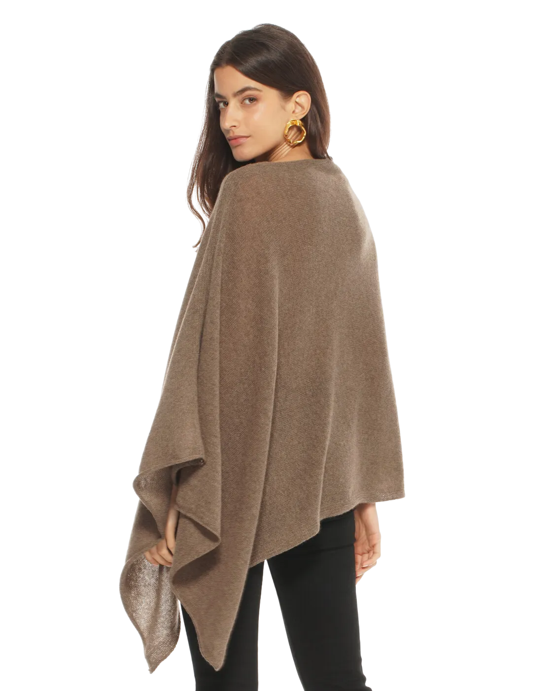 Women's Essential Pure Cashmere Poncho Brown