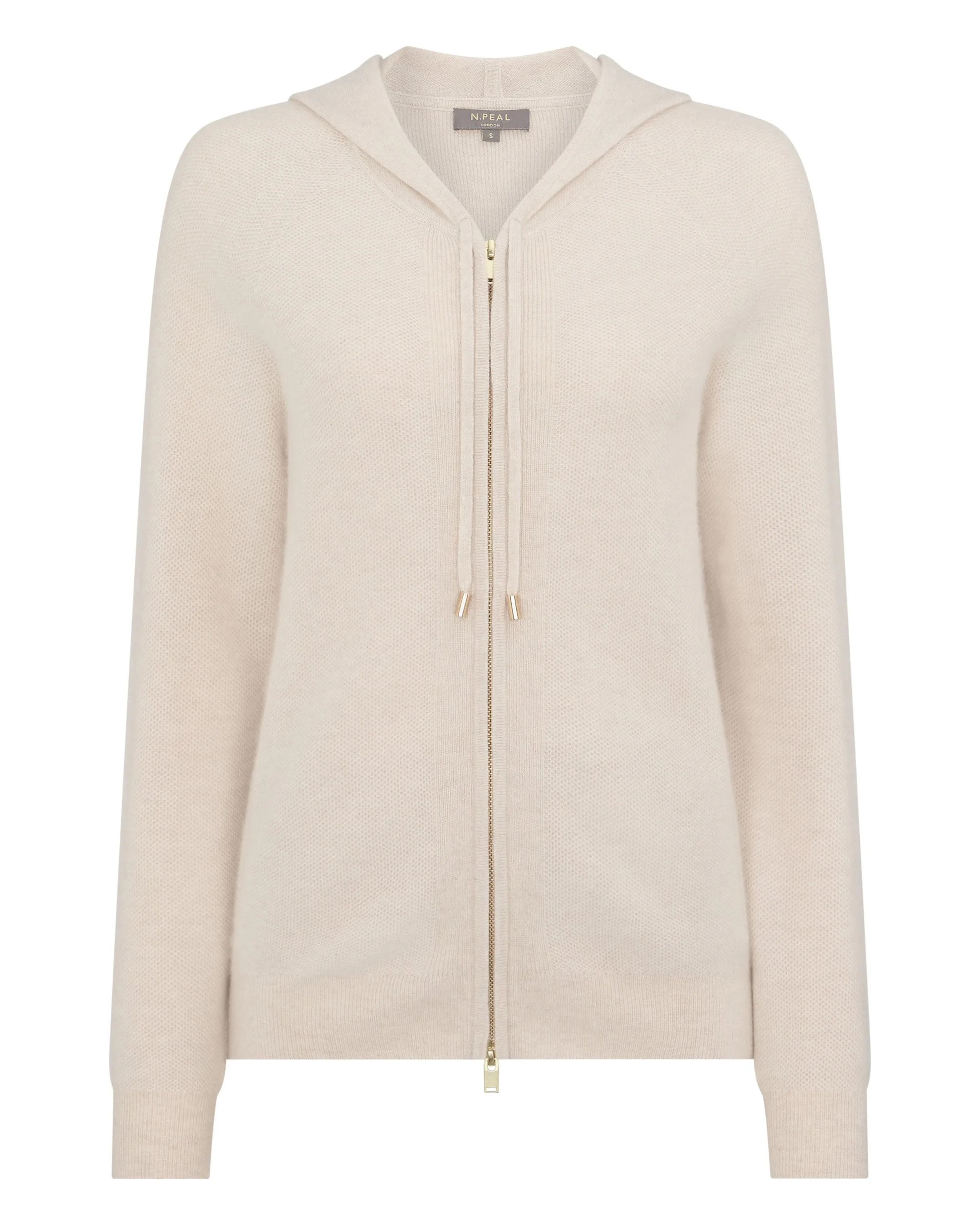 Women's Honeycomb Knit Cashmere Hoodie Ecru White