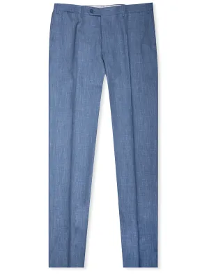 Wool Silk Linen Trouser Blue