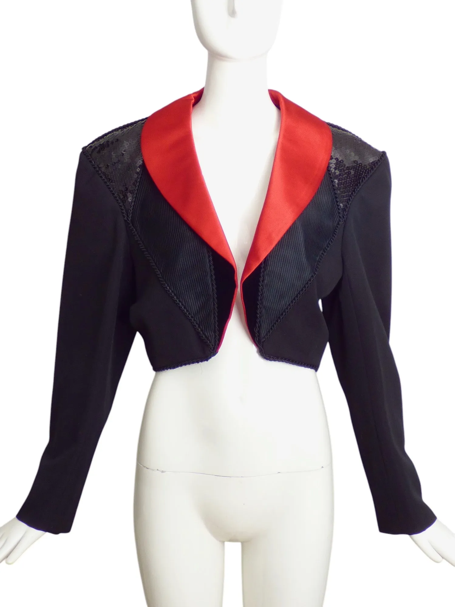 YVES SAINT LAURENT- 1988 Black Wool & Sequin Jacket, Size 12